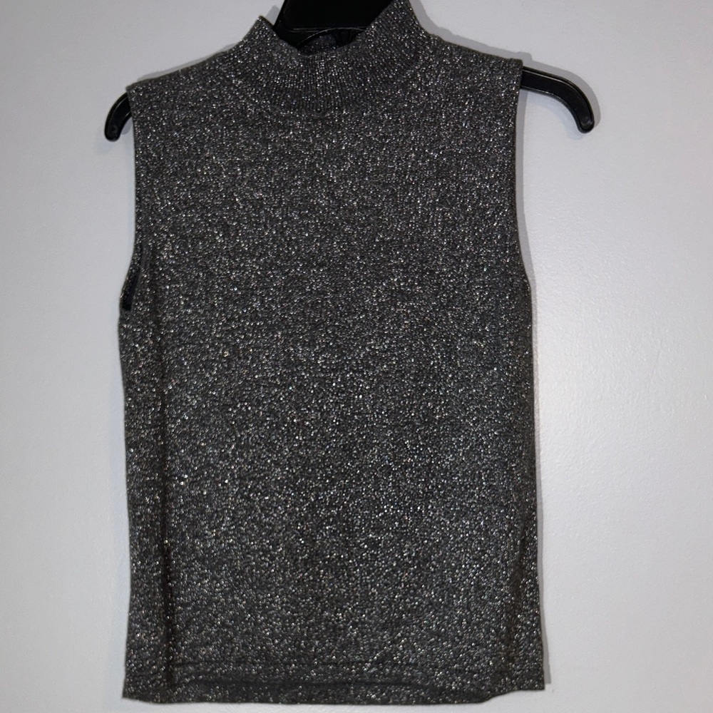 Liz Claiborne Silver Sparkle Sleeveless Tank Top Petite Medium